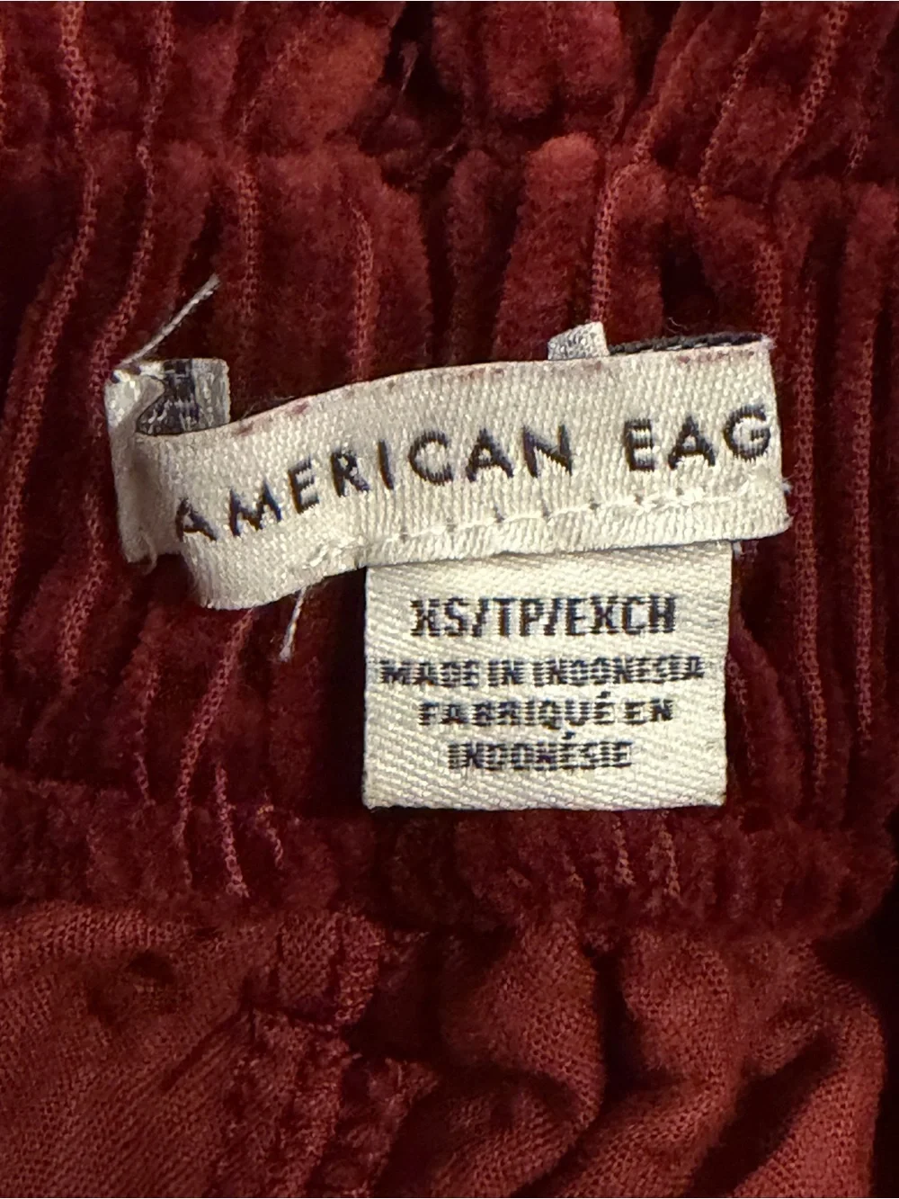American Eagle Rust Burgundy Corduroy Paperbag Mini Skirt XS